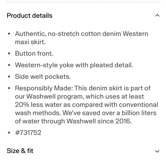 Gap Petite Denim Western Yoke Denim Midi Skirt Sz 29P - Picture 7 of 7